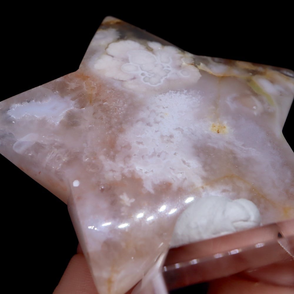 桜めのう お星様 瑪瑙 にぎり石 65.2g AG357 鉱物 原石 天然石