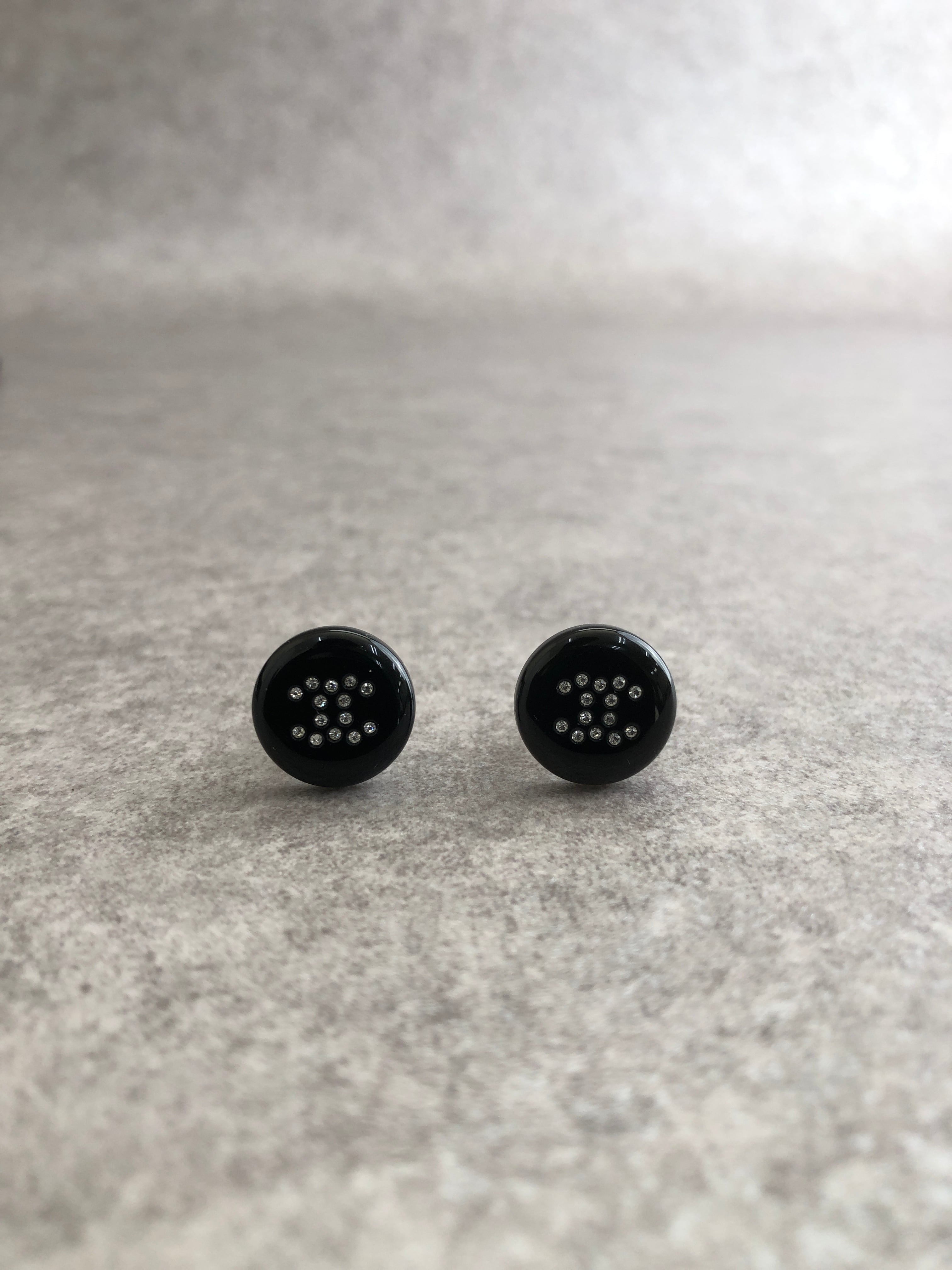 CHANEL シャネル ピアス ブラック ココマーク ラインストーン vintage
