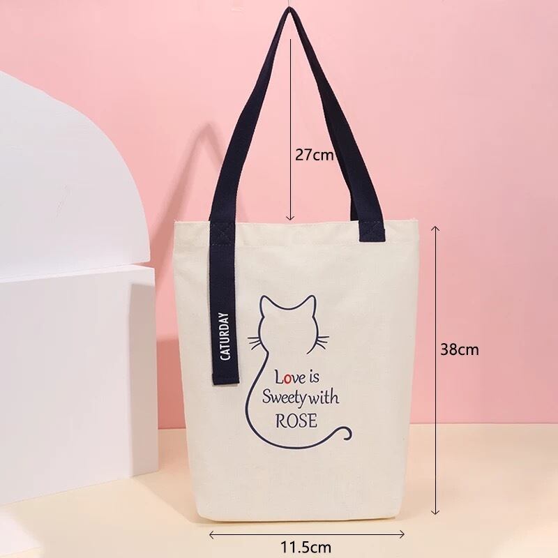 キャンパス生地 猫柄エコバック