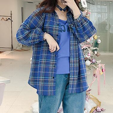 全2色 3点セット チェック柄 チェック シャツ タンクトップ 長袖