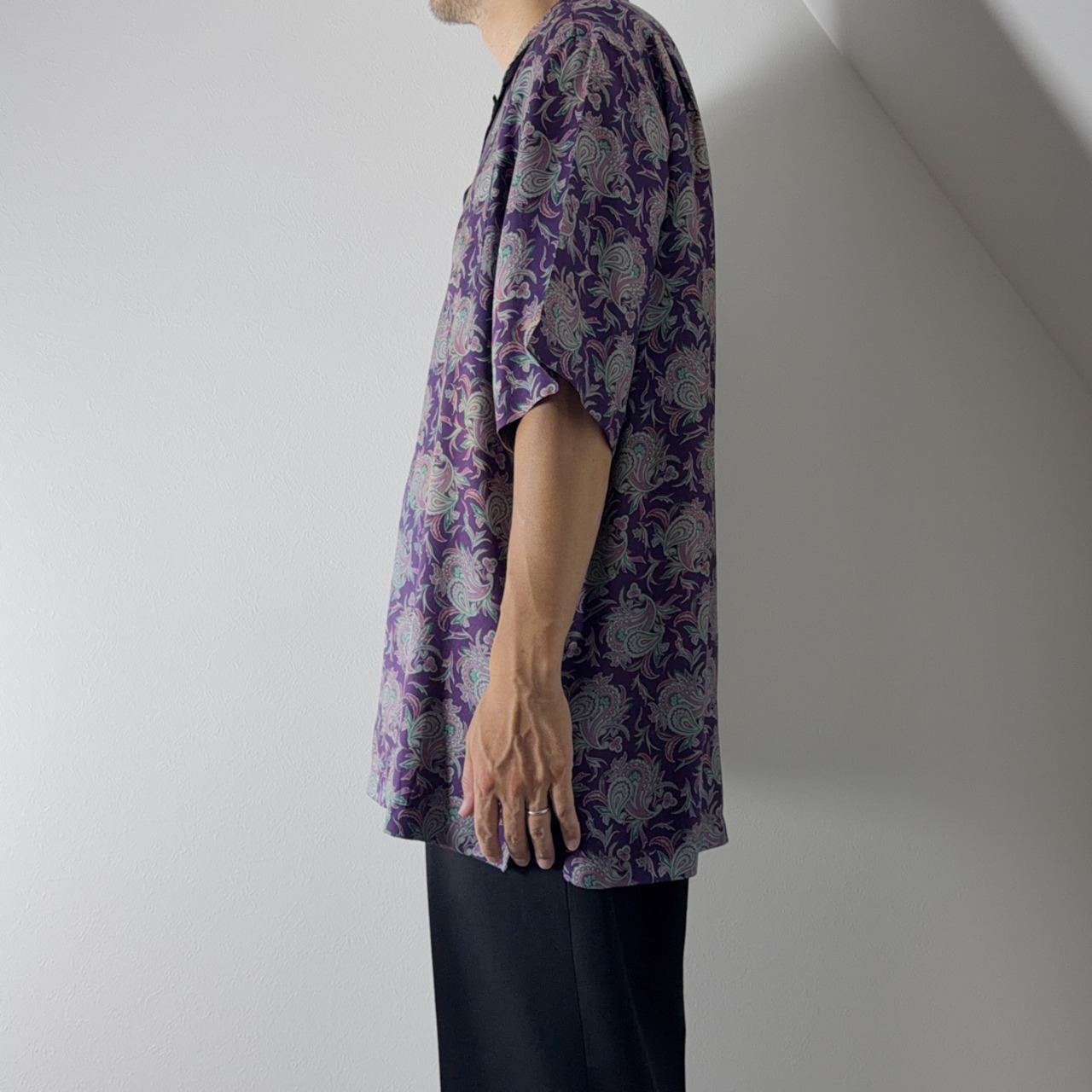 90s Polo by Ralph Lauren Silk open-collar shirt "made in USA"  Purple Paisley [L] 古着 - 16