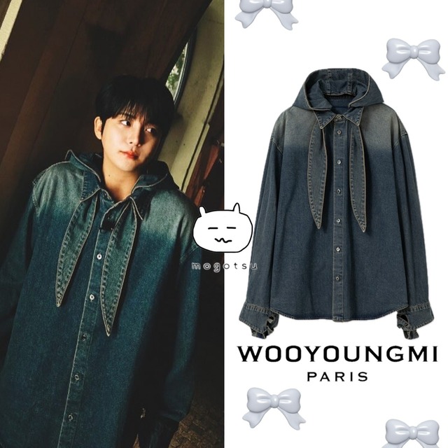 ★ATEEZ ジョンホ 着用！！【WOOYOUNGMI】Blue Knot Detail Denim Shirt