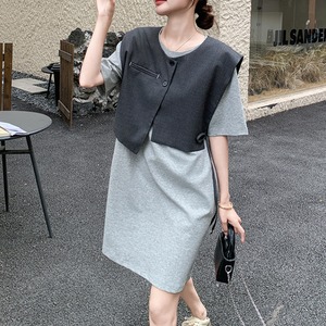 T-shirt dress and designer vest set S980