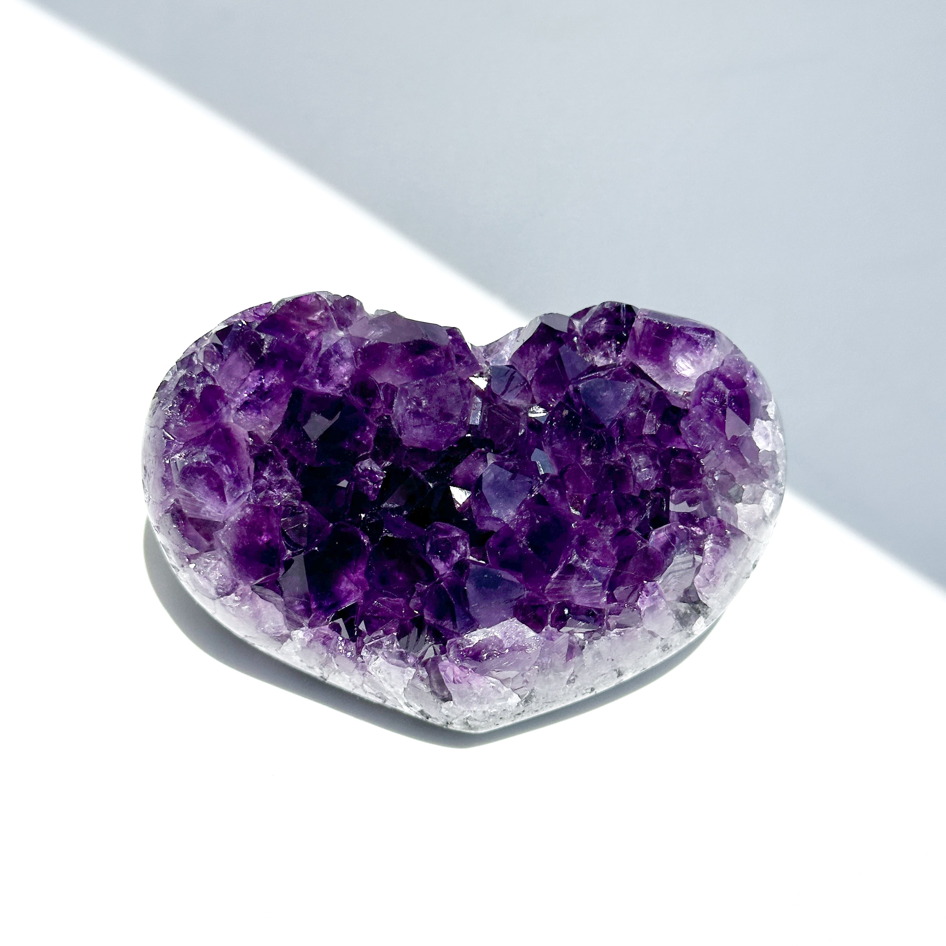 アメジスト瑪瑙共生♡ハート翼♡No.2620 ウルグアイ産アメジスト ハート12◇ Amethyst ◇天然石・鉱石