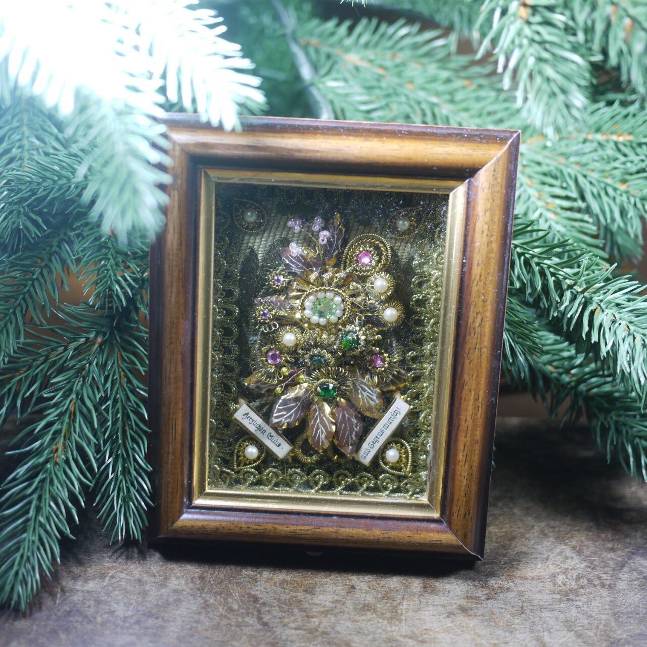 ビーズと金の花束額絵 クロスターアルバイテン