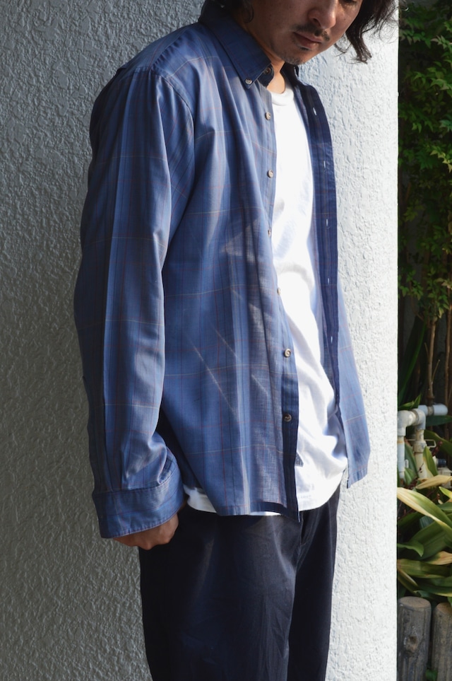 Peter ENGLAND 1990's From UK Multi Plaid Check Cotton Voile Old Shirt PolyBlend 90s euro コットンボイルシャツ