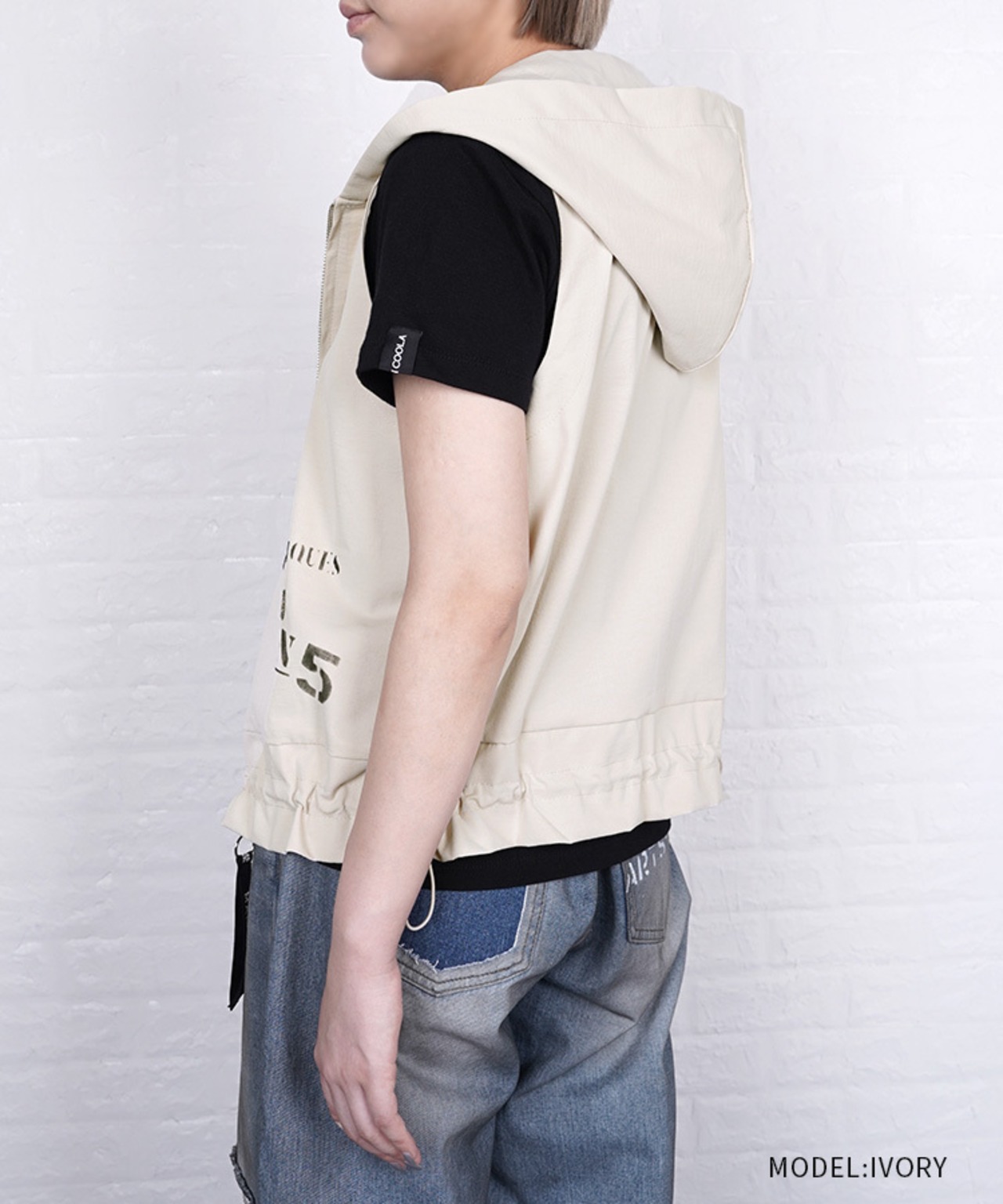 【直営限定ITEM】ドロストフリルペイントベスト (IVORY)　CQ-46123H