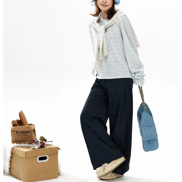 relaxed borde long tee　リラックスボーダーロングティー　J2166
