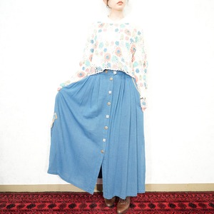 EU VINTAGE MEICO FRONT BUTTON TYROLEAN LONG SKIRT/ヨーロッパ古着フロントボタンチロリアンスカート