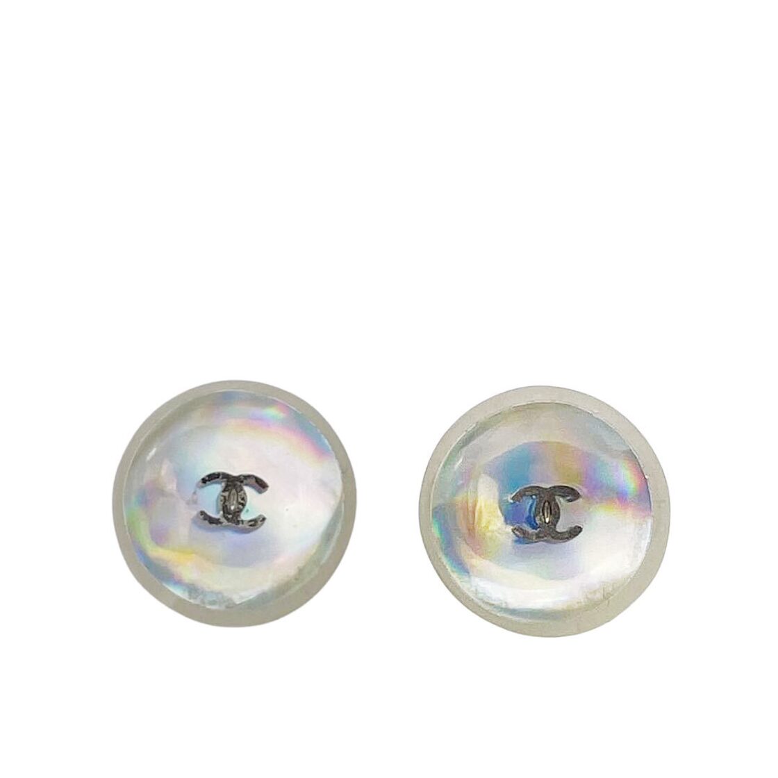 CHANEL シャネル ラウンドピアス ココマーク 00T ホログラム シルバー 