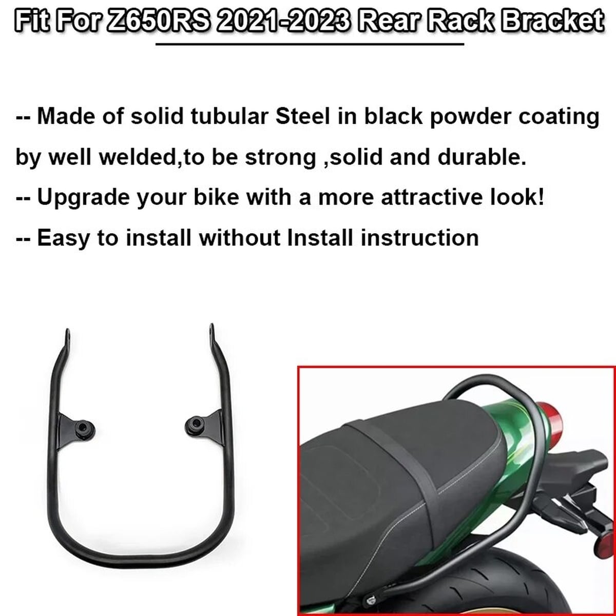 グラブバー カワサキ Z650RS タンデムバー グリップ ブラック クローム