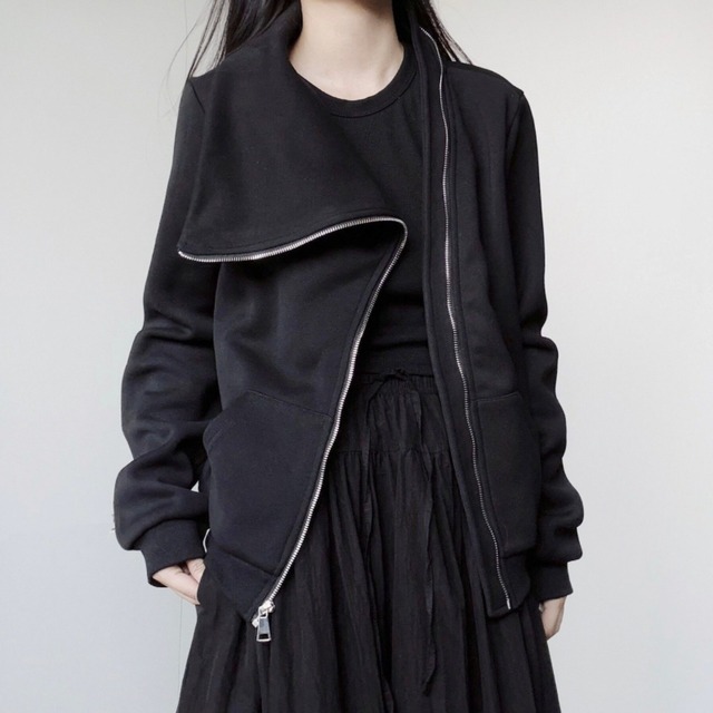 Asymmetric high neck zip jacket C1642