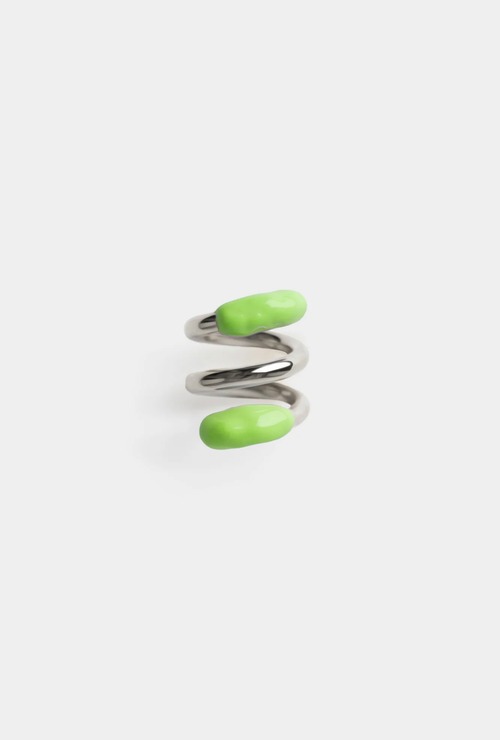 『SUNNEI』FUSILLO RUBBERIZED SILVER RING / fern green