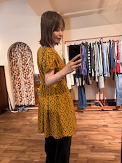Nani closet マスタード・ダイヤ柄ワンピース