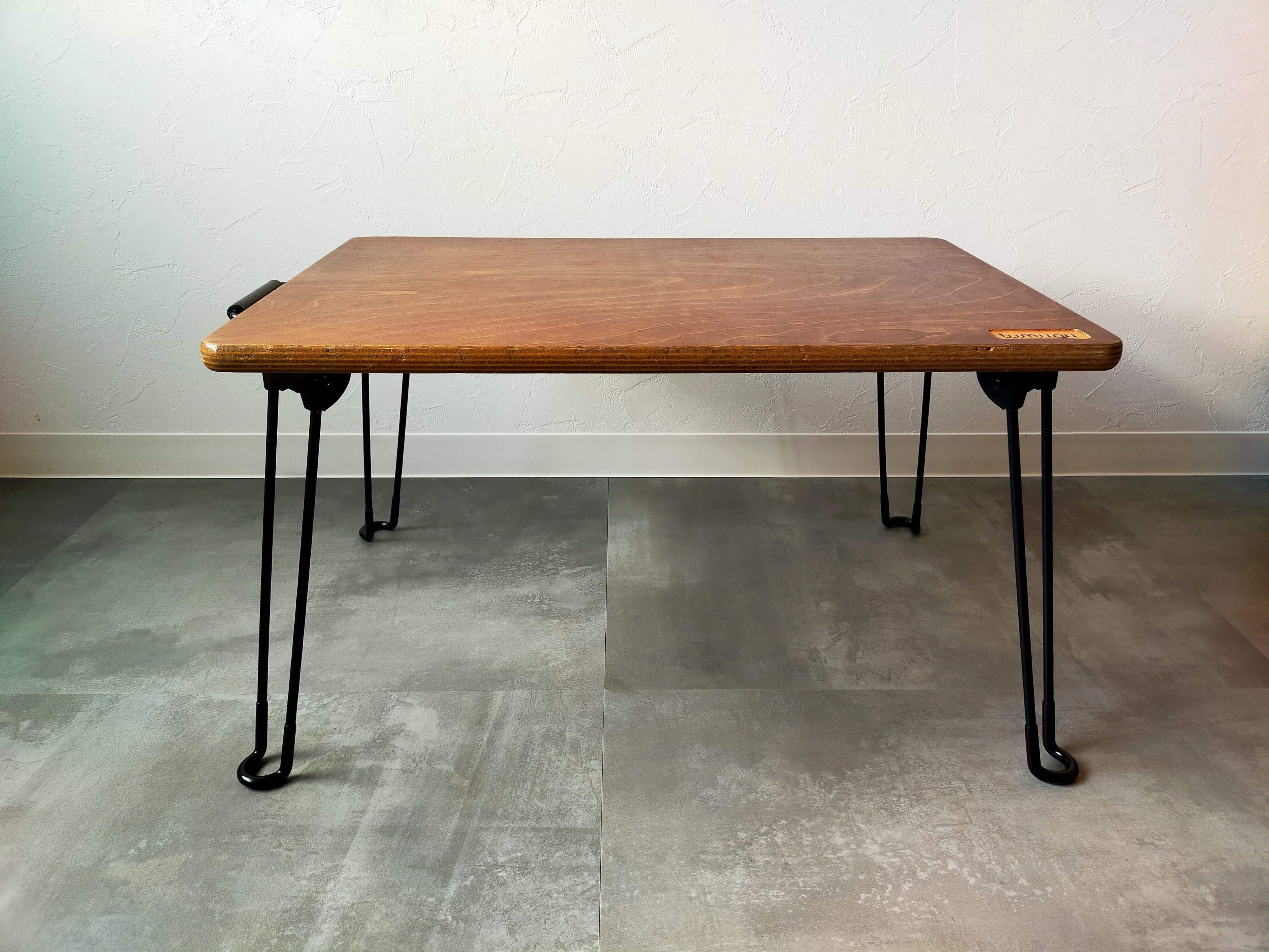 school desk × camp table（学校机×キャンプ用ローテーブル