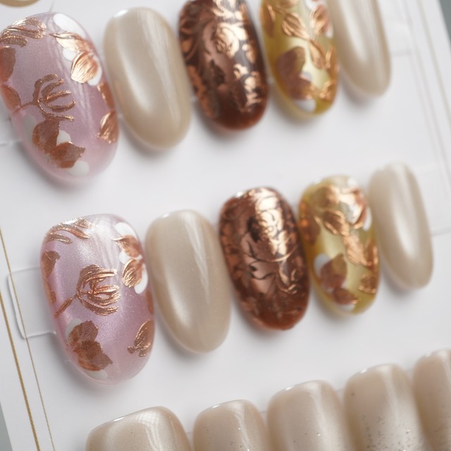 【#752】繰り返し使える【プレミアム】ネイルチップ15枚セット／ミディアム オーバル／XY312