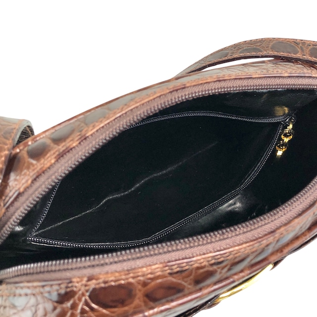 Salvatore Ferragamo サルヴァトーレ フェラガモ ショルダーバッグ ブラウン ヴァラリボン クロコ型押し vintage ヴィンテージ オールド xth3zu