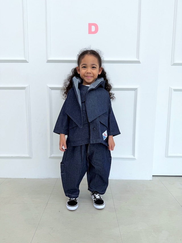 【取寄】dress monster|2way hood muffler jacket (indigo)|2WAYフードマフラージャケット(インディゴ)|S-JS(1-5号)|kids&jr|26 autumn