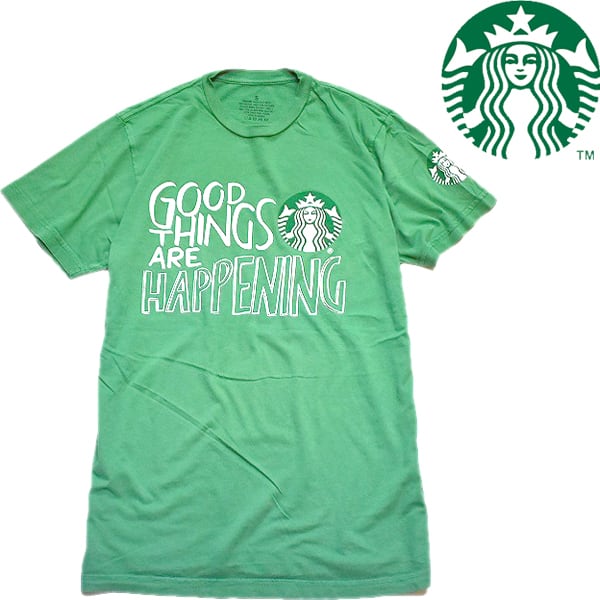 1点物◇スターバックスStarbucksプリントTシャツ古着メンズSM 