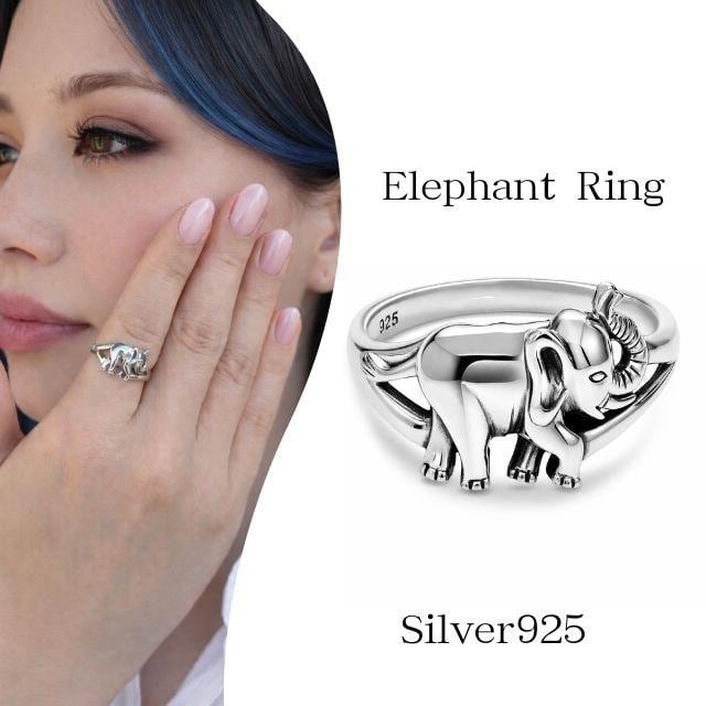 «匿名発送» 指輪 silver 指輪 シルバー925 エレファントリング シルバー925 象モチーフ 幸運
