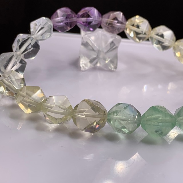 mixストーン・ダイヤモンドカット☆デザインブレスレット