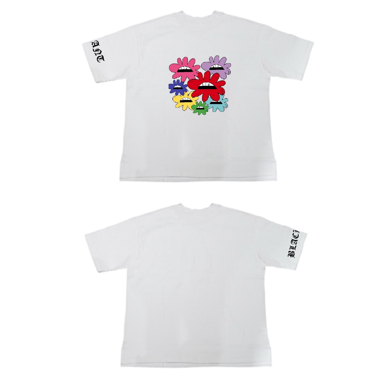 リップフラワーTシャツ　ホワイト