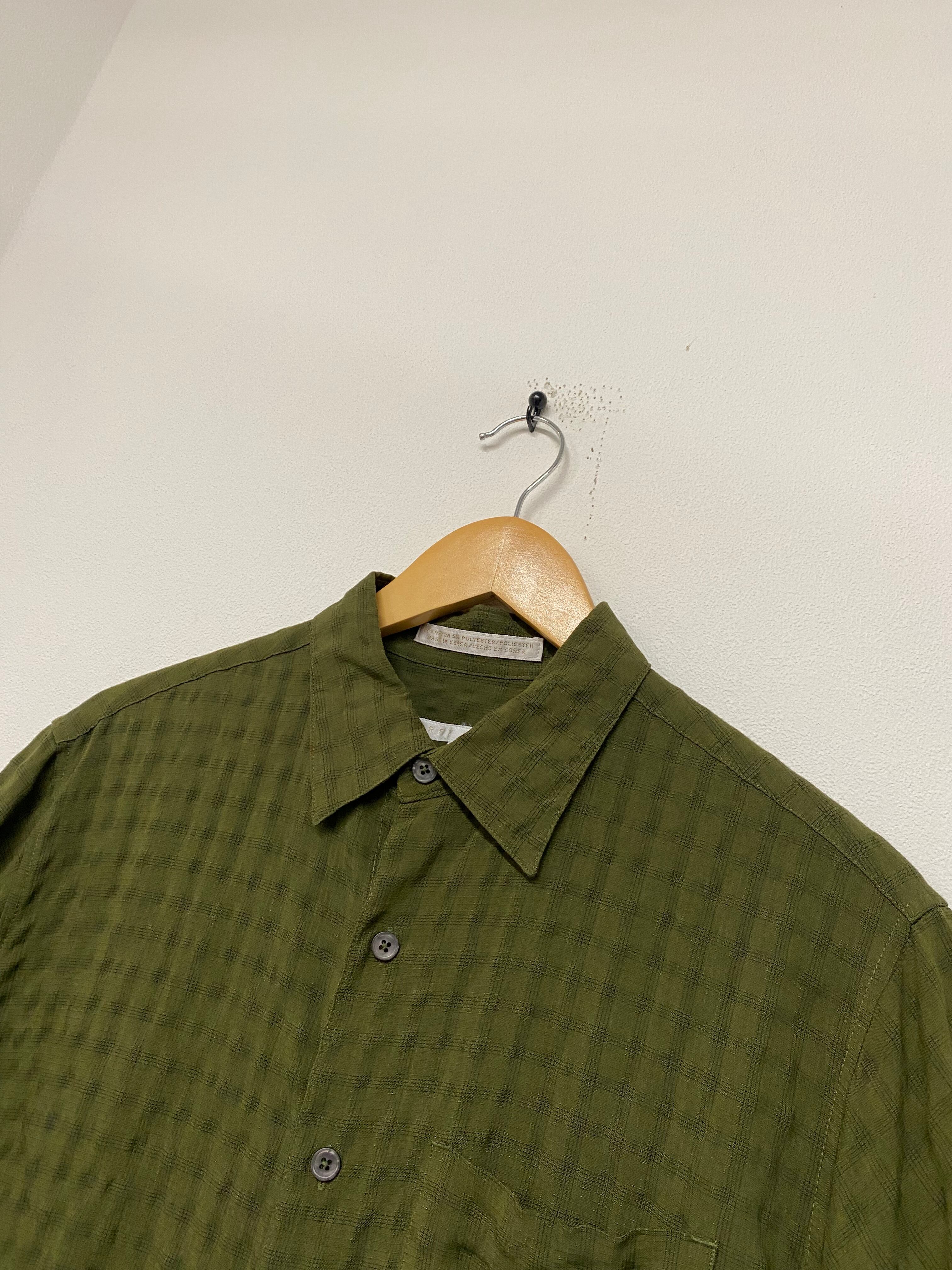 90s PerryEllis Rayon Seersucker Ripstop Check Shirt/L | ACIDHOUSE