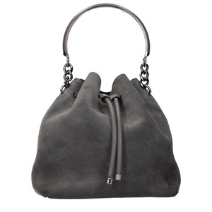 【新品】JIMMY CHOO ジミーチュウ レディース ハンドバッグ スエード グレー BONBONOSUESTORMGUNMETAL
