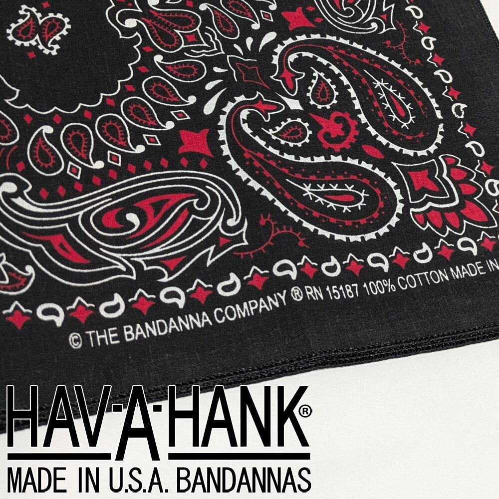 ハバハンク バンダナ USA生産 ブラック/レッド HAV-A-HANK 54cm角