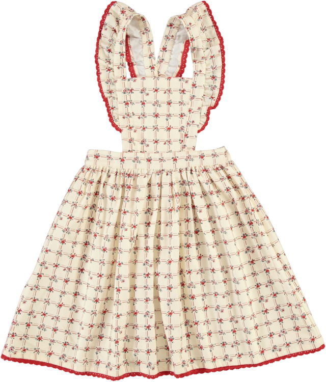 【25AW】Bebe Organic(べべオーガニック)Lissy Apron Dress Geometric Roses(2y/3y/4y/5y/6y)ワンピース 花