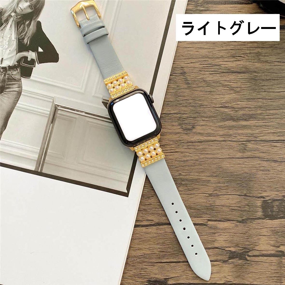 革バンド レザー ジュエリー ビーズ 腕時計 アップルウォッチ 替えベルト ★ Apple Watch belt  38mm/40mm/41mm/42mm/44mm/45mm ★(SY001)