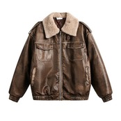 【暖かさUP】VINTAGE ストリート PUレザー 中綿ジャケット T1288