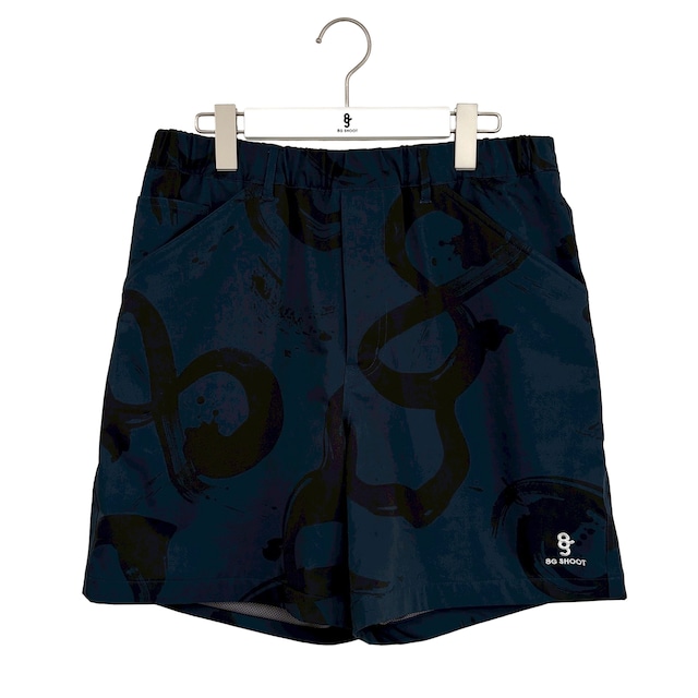 CALLIGRAPHY PATTERN SHORT PANTS -NAVY-