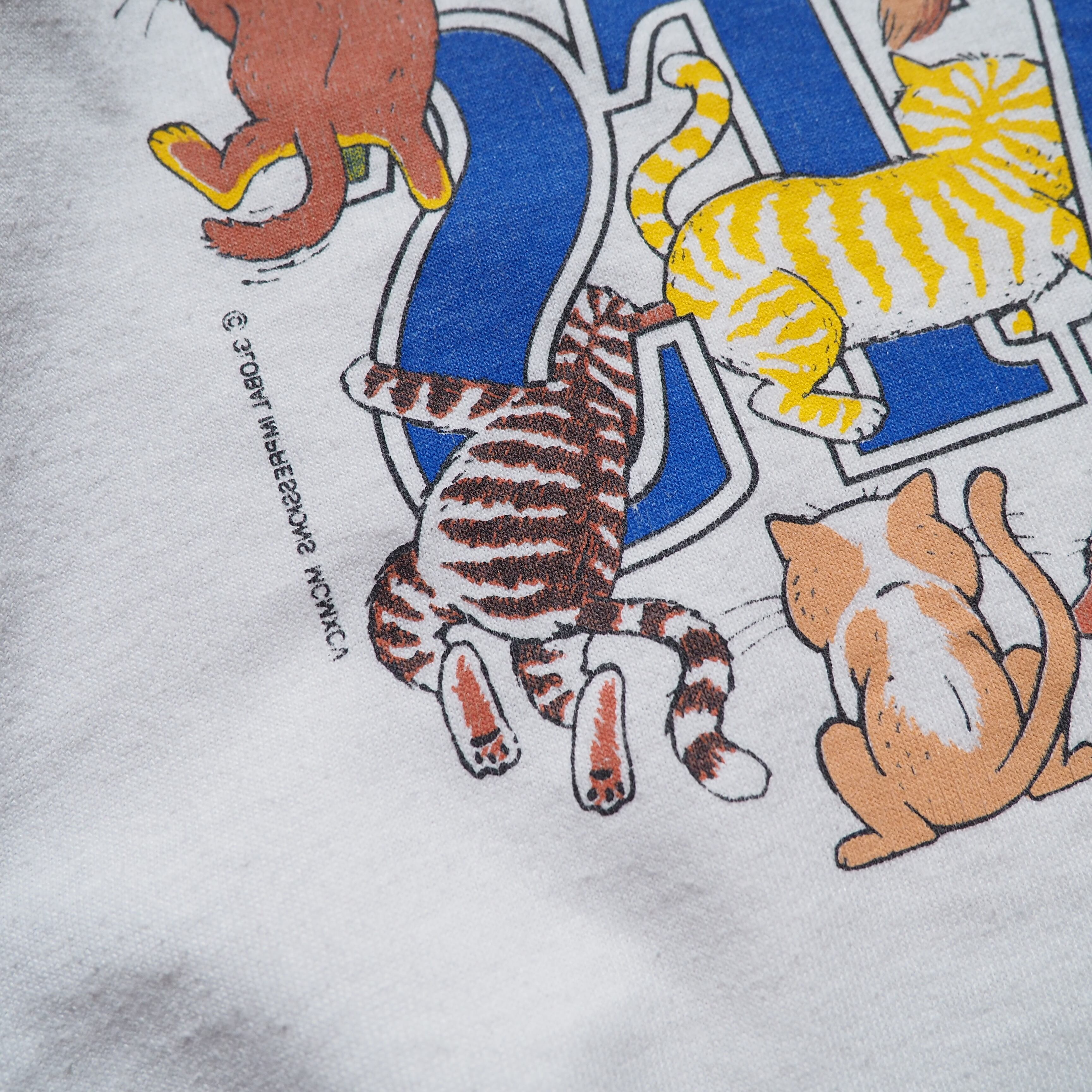 1990s ” I love cats ” printed vintage ss white Tee