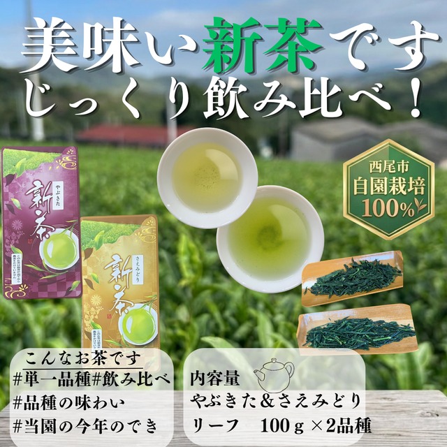 【令和8年】新茶2種飲み比べ　荒茶仕立てやぶきた＆さえみどり　100ｇ×2種　