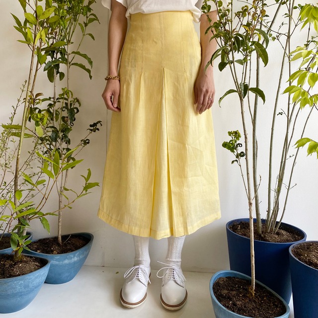 Tight skirt "light yellow" cotton & linen