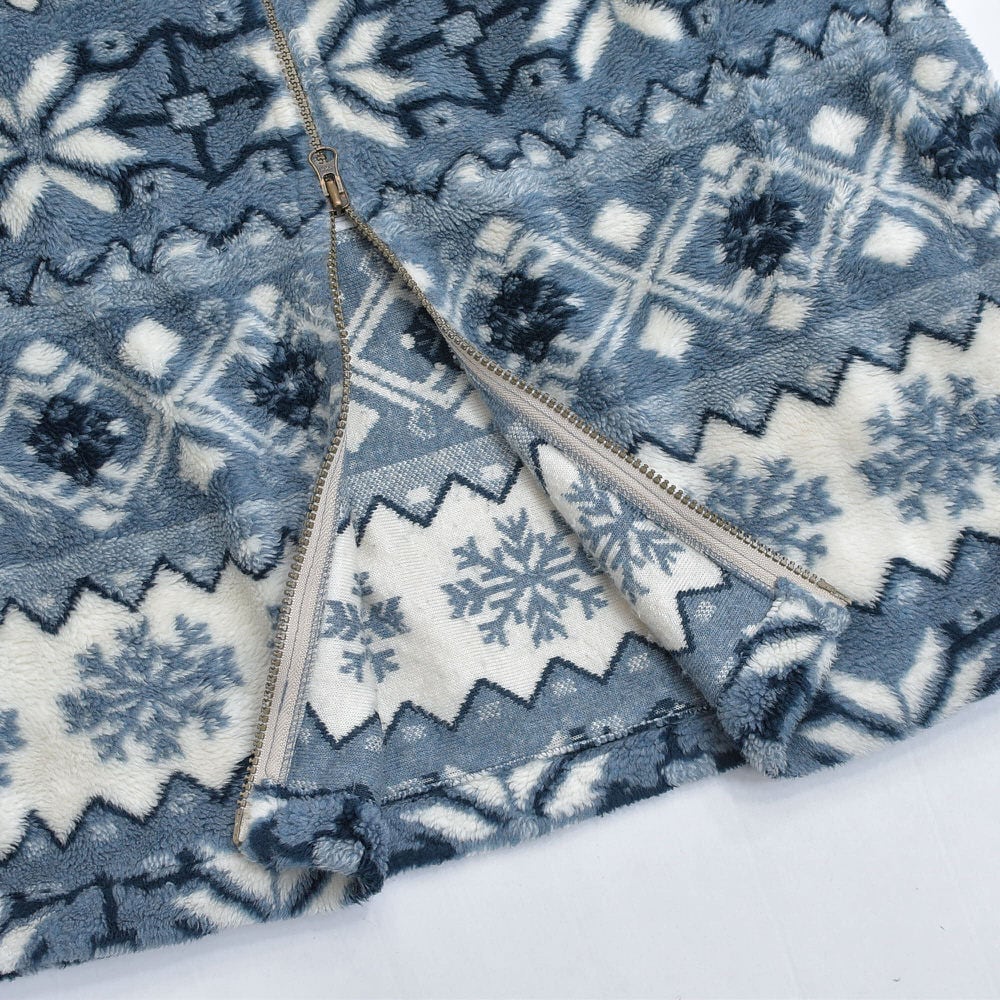 アメリカ古着 ノルディック柄 フルジップ ボア フリース ジャケット レトロ 80～90s アメリカ製 ALPS ノルディックパターン フリースジャケット 雪