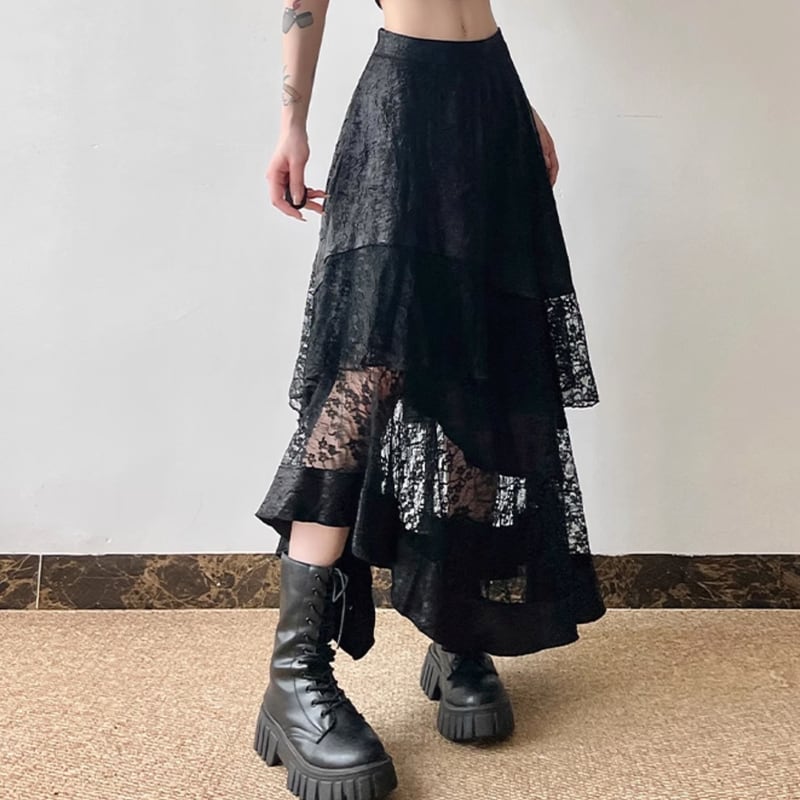 layered asymmetrical velvet flare skirt la1765