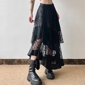 layered asymmetrical velvet flare skirt la1765