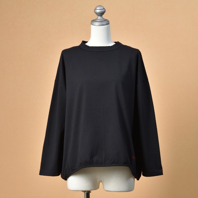 快晴堂　カイセイドウ　裾ギャザー長袖Girl's Tシャツ ・黒