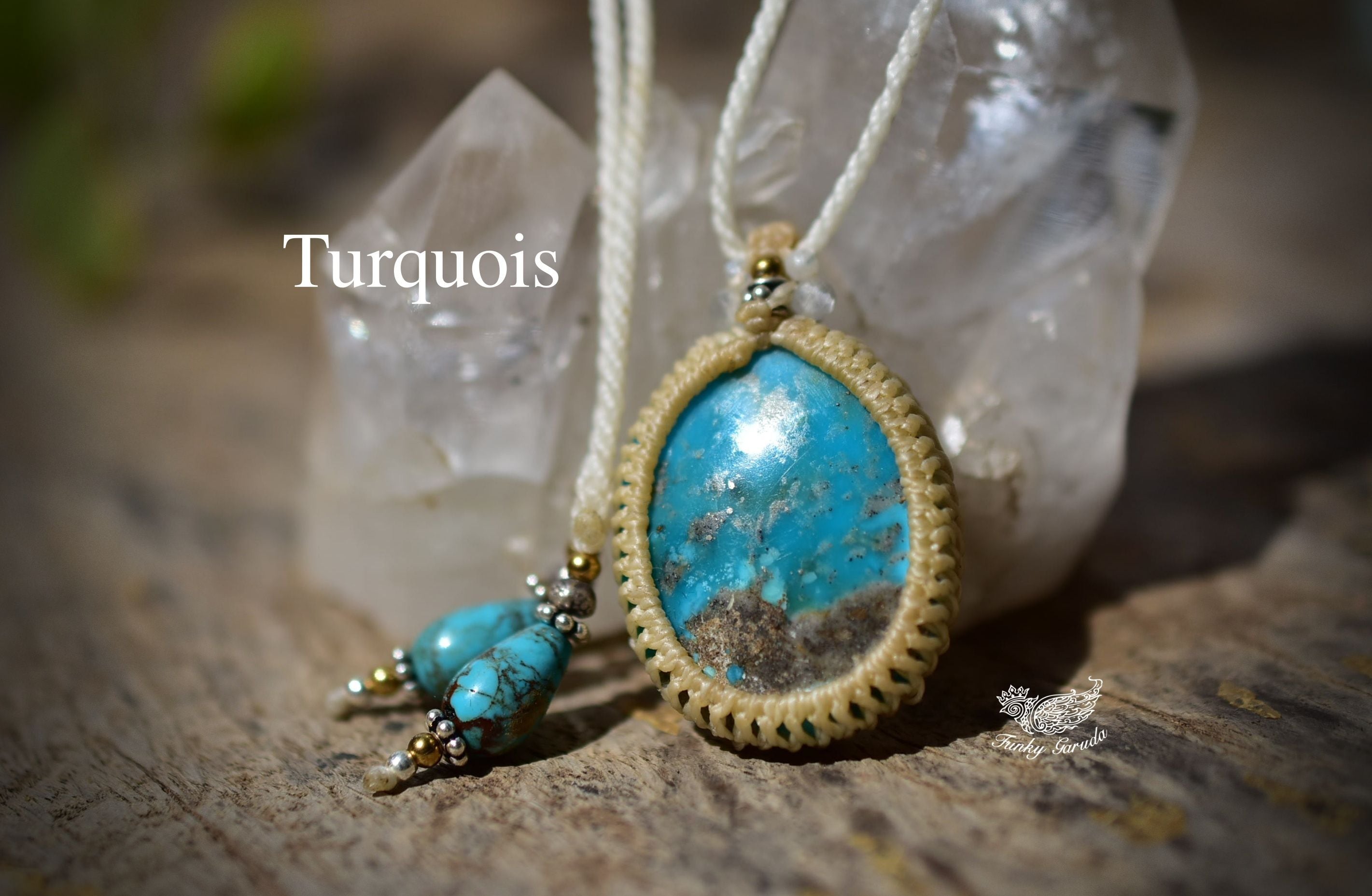 蒼い景色★ターコイズ マクラメペンダント217