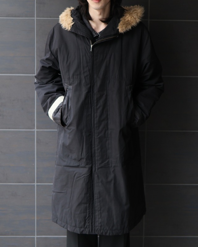 zip-up hood fur fade coat