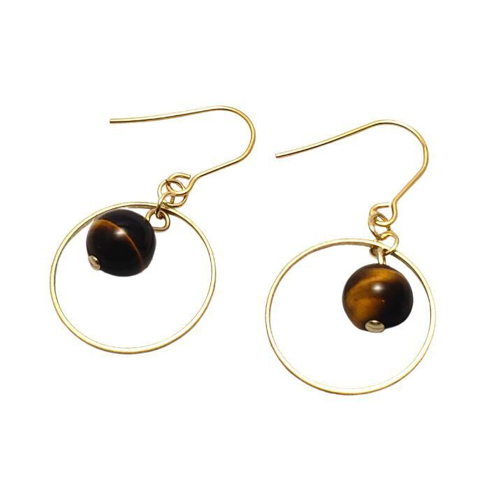 金運 タイガーアイ パワーストーン ピアス 天然石 ゴールド ハンドメイド アクセサリー 仕事運 虎目石 レディース ゴールド ピアス 金属アレルギー チタン プレゼント ギフト ラッピング無料