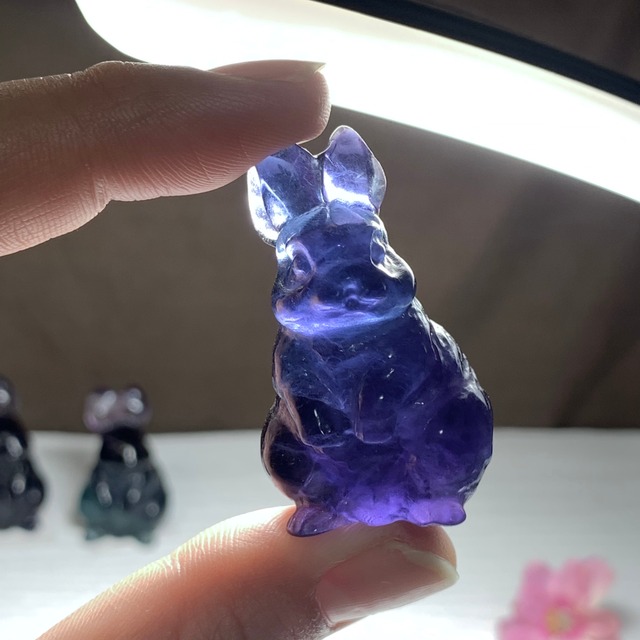 送料込み☆5.フローライトうさぎ・インテリア