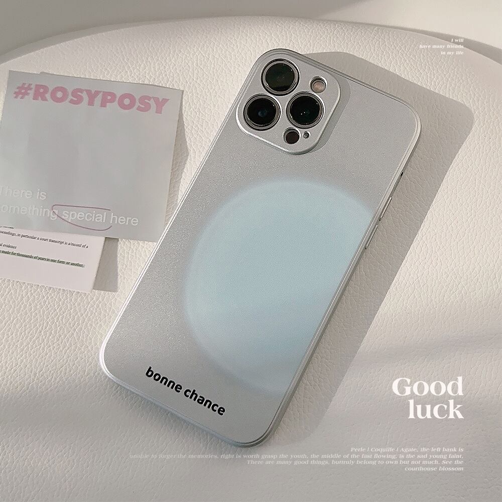 【iPhone全機種対応】シンプル×オシャレ◎まんまるブルーのお月様 マットシルバー カメラ保護 iPhone15 スマホケース ND-15511