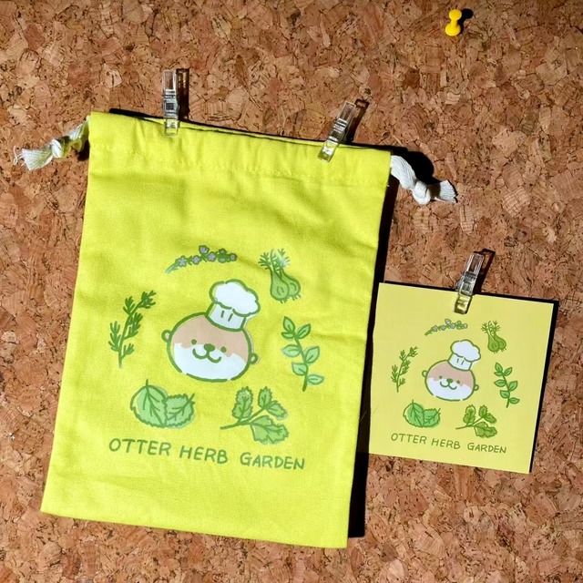 カワウソチェフコットン巾着袋