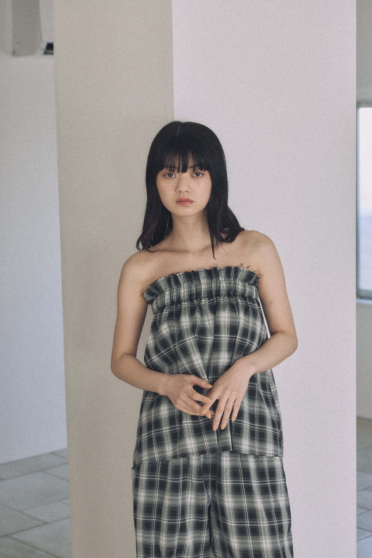 DU260519 Check Bustier 【set up可】