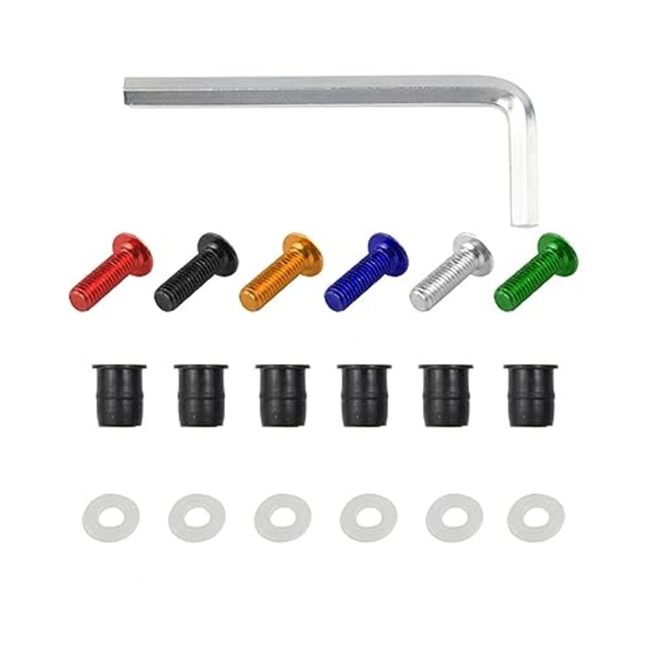 LOYELEY スクリーンボルト 10個セット M5 5mm ボルト ウェルナット 風防ネジ ウインドスクリーン カウルやスクリーンの固定 ワッシャー・六角レンチ付き カヤック オートバイ バイク用 (グリーン)