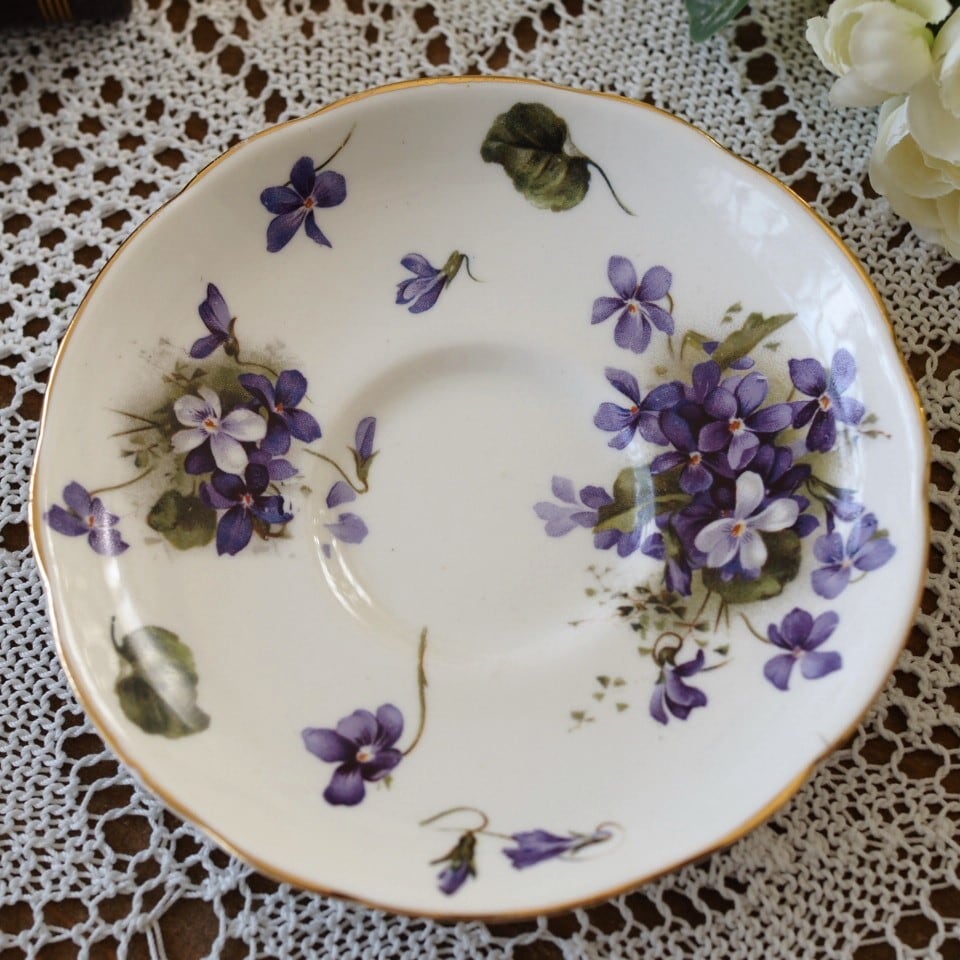 希少 ② ハマースレイ バイオレット トレイ ビンテージ ☆ 訳あり英国ハマースレイ ヴィクトリアンバイオレット ソーサー1枚C F9