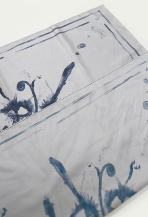 Plants Eye Reversible Scarf /  BLUE GRAY ×GREEN GRAY